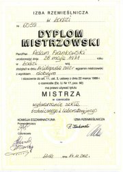 Master’s diploma of Head of Department Adam Frankowski